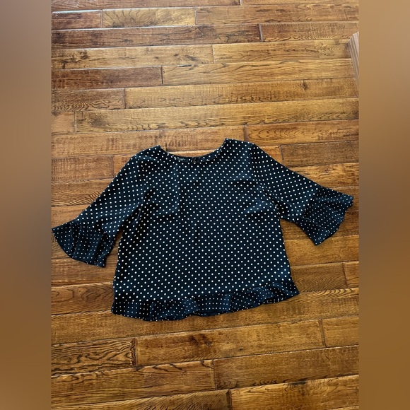 Talbots Blouse with Bell Sleeves Polka Dot Black and White Size XLP - Picture 13 of 16
